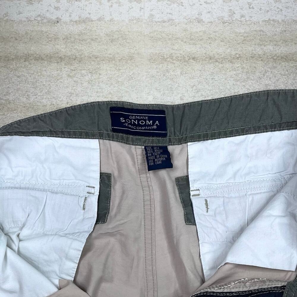 Vintage Y2K Sonoma Cargo Shorts 34x11 Tan Adjustable Waist 11" Inseam - Picture 4 of 4